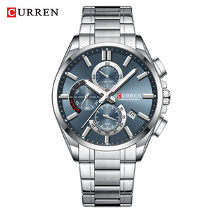 Montre chronographe décontractée pour homme, bracelet en acier inoxydable, montre-bracelet de style business, horloge à quartz avec aiguilles luminescentes 8457 - Product Image 3