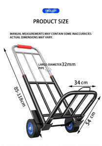 Carrito de Equipaje Portátil Duradero de Dos Ruedas con Marco de Acero Inoxidable Industrial, Carrito de Compras, Herramientas de Arrastre Manual - Product Image 6