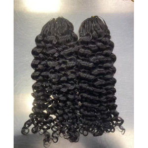 Extensioni per capelli umani brasiliani a trama singola con anello a crochet, stile Kinky Straight, senza trama, per intrecciare - Product Image 2