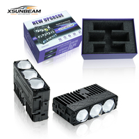Projecteur LED 3 lentilles amélioré, haute luminosité, double ventilateur de refroidissement, étanche, avec grille, pour la conduite nocturne