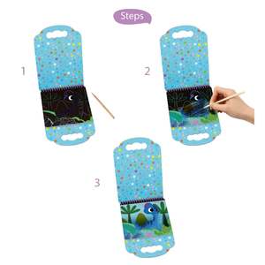 Ahşap Stylus ile çocuklar için Scratch sanat kitap gökkuşağı yaratıcı dinozor DIY çizim oyuncak seti boyama kiti - Product Image 3