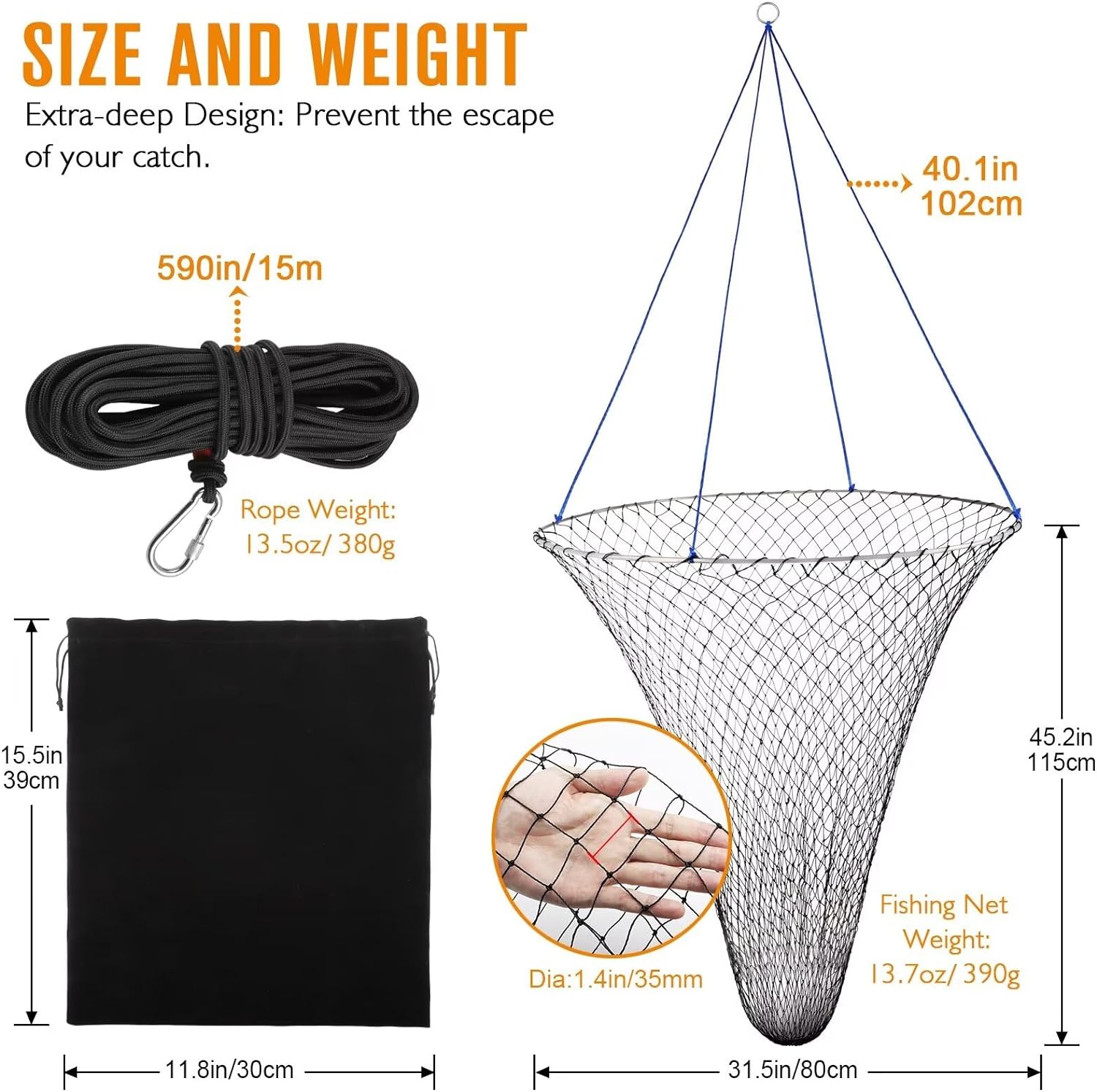 drop net for bridge fishing Promar Deluxe Hoop Zinc galvanized steel construction prevents rust on upper and lower rings. QualyQualy Bridge and Pier Fishing