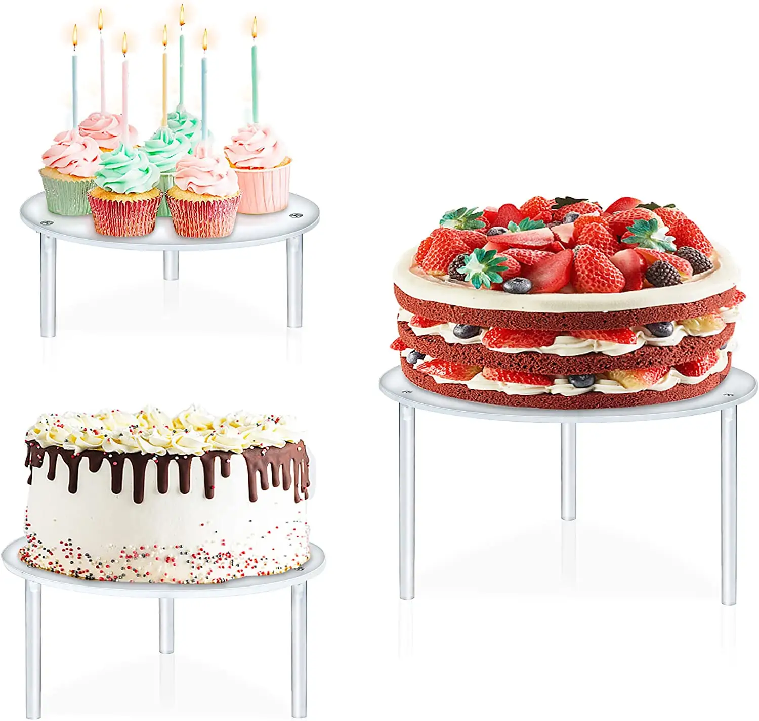 Cake Stand Round Cupcake Dessert Cake Holder Acrylic Display Risers for Wedding Birthday Party Custom Clear Acrylic Cake Tools