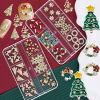 6 grilles 3D alliage de noël or flocon de neige ongles breloques arbre de noël/couronne/cloche gemmes strass hiver vacances ongles décorations