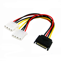 SUPERLINK/OEM SATA 15P Molex 4-Pin IDE Kabel Daya Dual 1 2 Splitter 15CM Konduktor CCA Jaket PVC Internal untuk Chassis Komputer