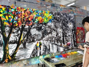 <span class=keywords><strong>Peinture</strong></span> murale moderne pour femme, art abstrait, <span class=keywords><strong>peinture</strong></span> à l'<span class=keywords><strong>huile</strong></span> épaisse au <span class=keywords><strong>couteau</strong></span> à palette sur toile pour la décoration intérieure du salon - Product Image 4