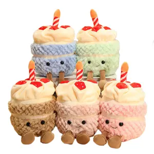 Produsen mainan hewan peliharaan mewah desain baru bernyanyi kue ulang tahun boneka hewan peliharaan Gratis sampel boneka promosi mewah bersinar