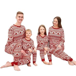 ชุดนอนคริสต์มาสลายพิมพ์แฟชั่นสำหรับครอบครัว ลี่เจีย ชุดเสื้อผ้าเข้าชุดสำหรับ<span class=keywords><strong>พ่อ</strong></span> <span class=keywords><strong>แม่</strong></span> <span class=keywords><strong>ลูก</strong></span> สุนัข ชุดนอนครอบครัว - Product Image 3