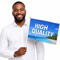 Yıldönümü Partisi İçin Çubuklu El Bayrağı Düşük Minimum Sipariş Adedi Dokunmamış Kumaş 9x14 İnç Yıkanabilir