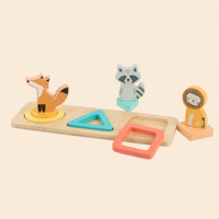 Jouet de tri de formes d'animaux en bois Montessori pour tout-petits Lion, raton laveur, renard – Puzzle d'association éducatif précoce – Cadeau – Vente en gros