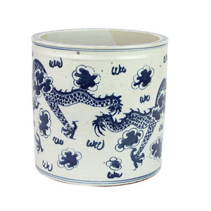 Pot <span class=keywords><strong>de</strong></span> <span class=keywords><strong>fleurs</strong></span> en porcelaine <span class=keywords><strong>de</strong></span> style antique, motif danse du lion bleu et blanc, bordure Huiwen, <span class=keywords><strong>pour</strong></span> calligraphie, <span class=keywords><strong>jardin</strong></span>, extérieur, écologique - Product Image 3
