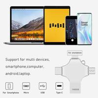 Clé USB multifonctionnelle en forme de croix 4-en-1, corps métallique, application gratuite, clé mémoire pour iPhone Android