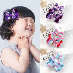 Horquilla con lazo de rayas arcoíris de unicornio Europeo Americano de 4 pulgadas, Venta caliente, horquilla de escamas de pescado bronceadoras para fiestas para todas las ocasiones - Product Image 2