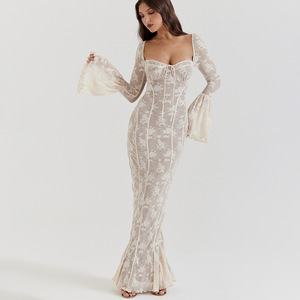 Abito casual elegante alla moda estivo <span class=keywords><strong>con</strong></span> colletto quadrato Sexy per feste a <span class=keywords><strong>maniche</strong></span> lunghe - Product Image 6