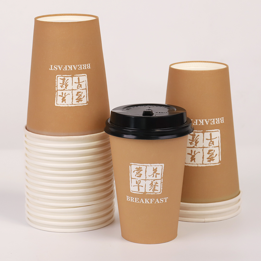 Wholesale Custom Logo Single Wall Hot Drinking Kraft Paper Coffee Cups Waterproof Disposable Cups with Lids Cover Packaging