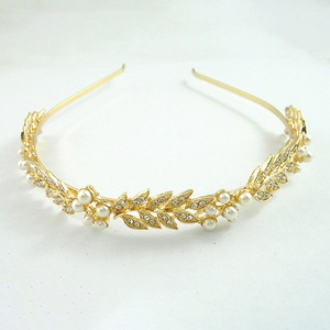Diadema de perlas de estilo europeo y americano, moda de lujo ligero para mujer, con pedrería de alta gama, estilo princesa. - Product Image 1