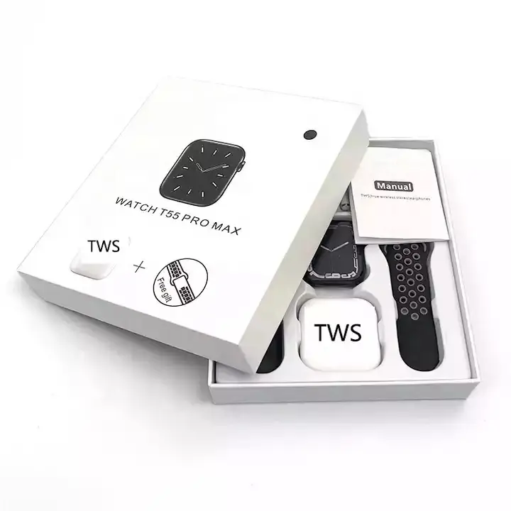 Smart Watch T55 PRO MAX Smartwatch TWS Earphone T55ProMax 2 In 1 BT Call Reloj Inteligente Smart Watch With Headphones T55 W26