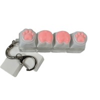 Capuchon de clavier en forme de patte de chat rose pour fille, en silicone souple, pour clavier mécanique, porte-clés, amusant à pincer (non compressé)