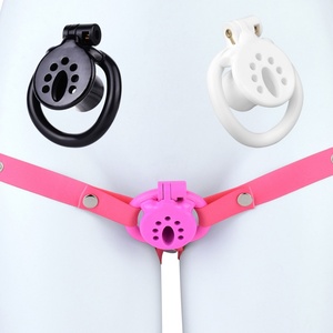Jaula de Castidad Rosa Invertida FRRK, Jaula para Pene con Anillo Curvo de 4 Tamaños, Anillo de Bloqueo para Pene, Juguetes Sexuales Eróticos para Hombres Gay Sissies - Product Image 1