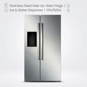 Réfrigérateur côte à côte 115V/60Hz en acier inoxydable avec distributeur d'eau et machine à glaçons automatique, certifié UL - Product Image 1
