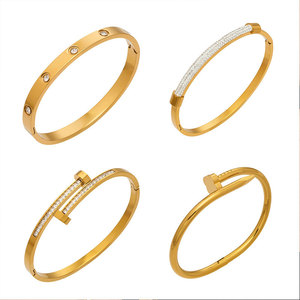 Bracelet et jonc en acier inoxydable 316L anti-ternissement et résistant à l'eau, plaqué or 14K 18K, bracelets de créateur pour femmes - Product Image 4