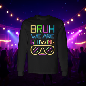 T-shirt à manches longues avec art abstrait néon brillant, col rond, imprimé numérique, unisexe pour adultes - Product Image 3