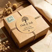 Hojas de Etiquetas Adhesivas de Papel Kraft Ecológicas Personalizadas con Logotipo de Marca, Etiquetas de Embalaje Adhesivas Troqueladas