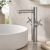Robinet mélangeur double poignée en acier inoxydable SUS304 pour lavabo, robinet de salle de bain haut pour vasque de lavabo, vente en gros