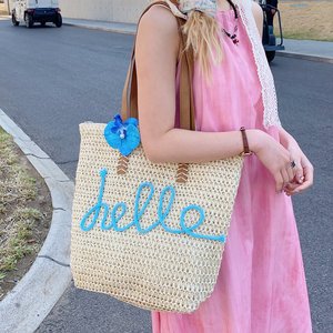 Borsa in tessuto di grande capacità con scritta ciao canapa personalizzabile 2025 nuova borsa estiva da spiaggia in tessuto - Product Image 5