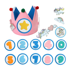Venta al por mayor espacio <span class=keywords><strong>unicornio</strong></span> DIY número 1er <span class=keywords><strong>cumpleaños</strong></span> fiesta sombrero fieltro corona <span class=keywords><strong>cumpleaños</strong></span> sombrero para niños fiesta - Product Image 3