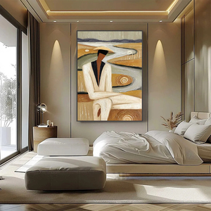 Earthen Contemplation Textured Figurative Oil Painting <b>Framed</b> <b>Canvas</b> Art Contemporary Style Hand Painted Indoor Decor - Product Image 4