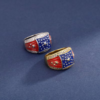 Bague en métal plaqué or avec zircon, drapeau américain, gagnant du prix du sport, bague en alliage personnalisé pour les championnats de la jeunesse, style hip-hop, en laiton