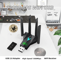 Adaptateur réseau externe double bande 1300 Mbps USB 2.0 et interface LAN pour ordinateur de bureau/portable, récepteur WIFI disponible en stock