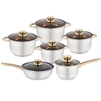 Ensemble de casseroles de luxe 12 pièces en acier inoxydable à fond composite épaissi, multifonctionnel, avec casserole à lait, marmite et poêle à frire