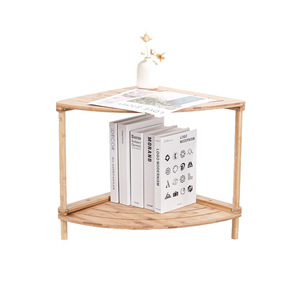 Tabouret de douche en bois en forme d'éventail Hongding 430mmx415mm, couleur naturelle, repose-pieds de salle de bain avec bords épais pour plus de sécurité - Product Image 3
