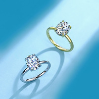 Cincin Moissanite Oval Telur Merpati Berlapis Perak S925 Dengan Emas 14K 2 5 3 Karat Cincin Pernikahan Wanita Terlaris
