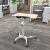 Bureau pour ordinateur portable ergonomique moderne à hauteur réglable, avec vérin hydraulique et manivelle pneumatique, design en bois, mobilier de bureau