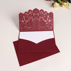 Đơn giản laser cắt Emboss Hoa Chủ đề ưa thích giấy lá tem mộc mạc sang trọng lời mời đám cưới với túi - Product Image 6