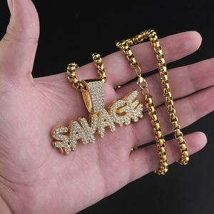 Collar con Colgante de Letra Punk Personalizado, Cadena Brillante con Eslabones y Cadena de Cuerda, Joyería Hip Hop para Hombres y Mujeres - Product Image 5