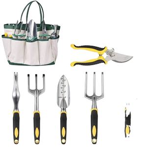 Ensemble complet d'outils de jardinage LK (9 pièces) Kit d'outils de jardinage à main ergonomiques comprenant désherbeur, sécateur, transplanteur, truelle, râteau, sac - Product Image 1