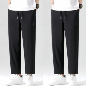 Men's Lightweight Summer Casual Mid Waist Jogger Trousers <strong>Harem</strong> <strong>Pants</strong> Plain Dyed Anti-Pilling Front Flat Loose Fit - Product Image 3