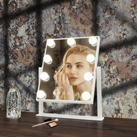 Magnifying LED Makeup Mirror with Adjustable Brightness for Bedroom Use