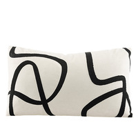 Housse de coussin moderne de luxe en daim abstrait blanc noir géométrique maison canapé serviette broderie taie d'oreiller