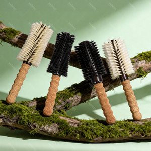 Cepillo Redondo de Cerdas de Jabalí con Mango <span class=keywords><strong>Corto</strong></span> de Madera para Peinar el Cabello, Herramienta de Peluquería y Salón - Product Image 2