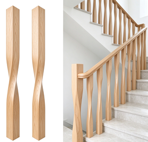 Balaustres minimalistas de madera maciza con diseño retorcido para barandilla de escalera, acabado natural duradero. - Product Image 1