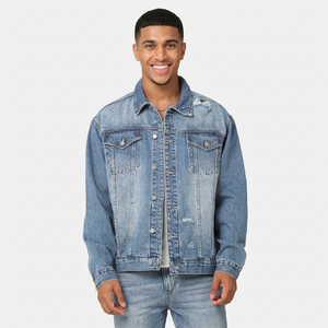 <b>Custom</b> Embroidered <b>Denim</b> <b>Jacket</b> For Men Ideal For Branding Fashion Stores Or Personal Style - Product Image 1