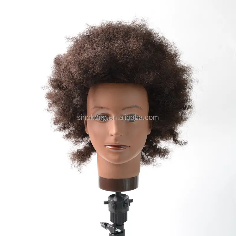 Top selling hair dressing headform 10inch 2# 100%human hair hairdressing afro training mannequin head