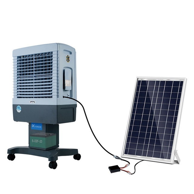 Factory Outlet Plastic Solar Panel Powered High Efficiency Evaporative Air Cooler Fan Energy Saving Eco-Friendly Freestanding 1