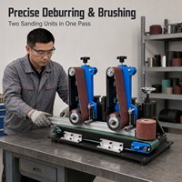 Machine automatique de débavurage et de polissage de disques pour le ponçage de surfaces planes de tôles métalliques, pièces de quincaillerie, boîtes de vitesses, noyaux de moteurs et acier inoxydable