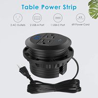 Stopkontak Tersembunyi di Meja dari Aluminium Alloy dengan 2 Outlet AC, 2 USB-A, 1 Type-C, Soket Ekstensi Terpasang Rata untuk Rumah dan Rumah Sakit